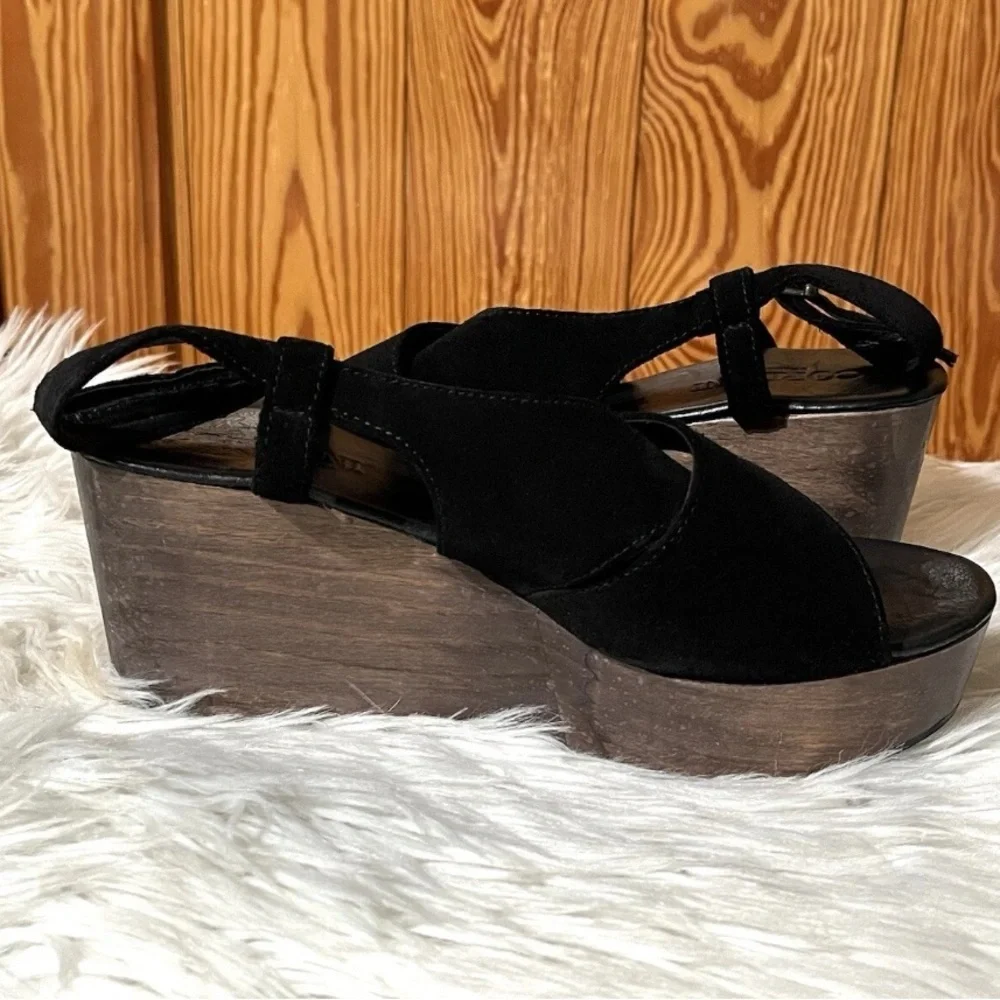 Cordani Josie Black Suede Leather Wedge Platform Sandals